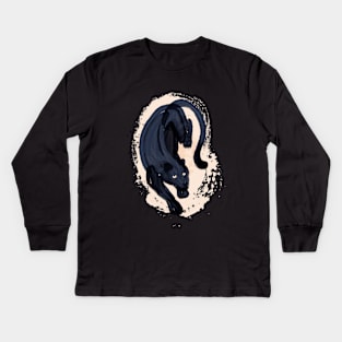 Painterly Panther Kids Long Sleeve T-Shirt